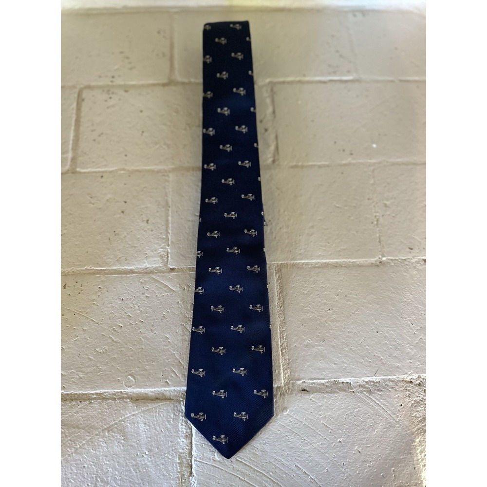 Izod: Lined Necktie: Navy w/Airplane Accent